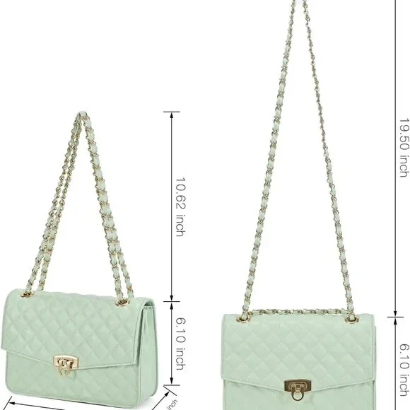 Quilted Shoulder Bag for Women, Medium Flap Crossbody Handbag with Chain Strap,
